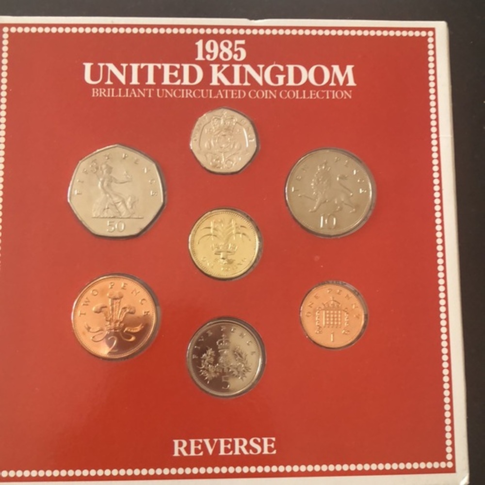United kingdom uncirculated 7 coin collection from 1985 Royal mint